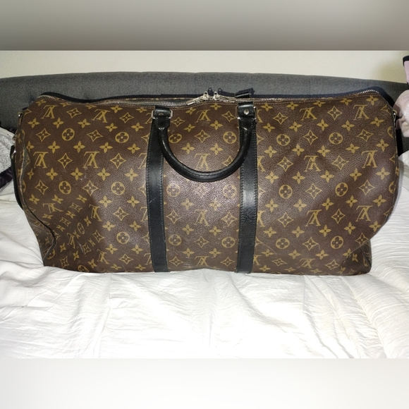 LOUIS VUITTON Keepall Bandouliere 55 Travel Duffle Bag Monogram Macassar . - Picture 14 of 14
